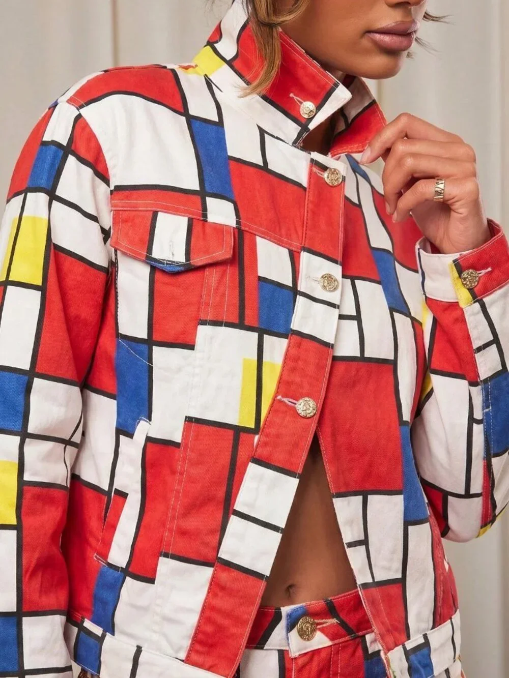Red Casual Women's Long Sleeve Abstract Print Top
